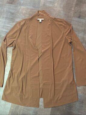 Dana Buchman Lightweight Open Front Cardigan in Camel Brown